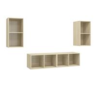 vidaXL Wall-mounted TV Cabinets Lowboard Chipboard Multi Colours - Set of 4