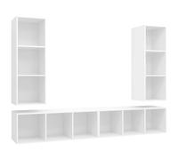 vidaXL 4x Wall Mounted TV Cabinets White Engineered Wood Hifi TV Stand Unit