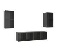 vidaXL Wall-mounted TV Cabinets Lowboard Chipboard Multi Colours - Set of 4