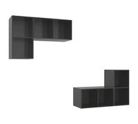 vidaXL 4x Wall Mounted TV Cabinets White Chipboard Hifi Stand Unit Living Room