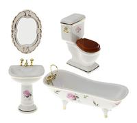 4x White Ceramic Bathroom Set Furniture 1/12 Dollhouse Miniature Kit #5