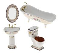 4x White Ceramic Bathroom Set Furniture 1/12 Dollhouse Miniature Kits #3