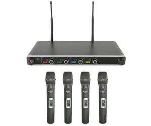 4X Wireless Handheld Microphone System Quartet Chord NU4H Quad Karaoke Speech