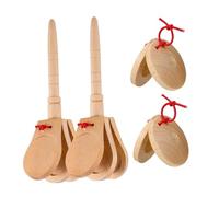 ＡＷＨＡＯ 4x Wooden Castanets Rhythm Toys Finger Castanets Children