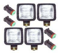 4x Work Light Square Frosted 12V Lamp Replacement for JCB 3CX Mini Digger Fog & Plug