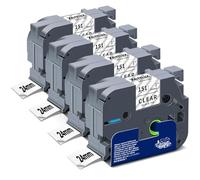 4X XemaX Label Compatible for Brother Printer 24mm Clear TZe-151 TZ-151 Black on Transparent Cassette for P-Touch Labeler PT-P750W D600 E500 E550W H500 P710BT P900 P950W