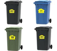 4X Yellow Bin Numbers Wheelie Bin Vinyl Weather Proof Stickers Customised House Numbers Street Names Choice of Sizes (A6, A5, A4) (SKU-Yellow.Bin-A4)