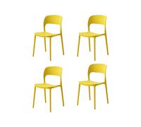 (4x Yellow Stacking Chairs) Modern Style Retro Dining Garden Stackable Chairs