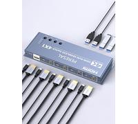 4x1 HDMI KVM Switch w/Multi-Viewer, 4K 60Hz Quad HDMI Screen Divider Switcher, 4 in 1 Out Seamless Switching with 4xUSB A 3.0 Cables, Quick View for Camera, PC, Laptop, Fire Stick, Roku