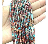 4x13.0mM Cylinder AA Natural Stone Sea Sediment Jasper Loose Spacer Beads for Jewelry Making DIY Bracelet Charms Accessories-Blue red_a-4x13.0mm 27-28pcs