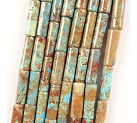 4x13mm Blue Crazy Lace Agate Beads Column Cylinder Tube Semi Precious Gemstone Beads for Jewelry Making Strand 15 Inch (28pcs)