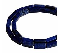 4x13mm Natural Stone Lapis Lazuli Rectangular Column Tube Cylinder Spacer Loose Beads Gemstone for DIY Bracelets Necklace Jewelry Making Strand 15 Inch (28-30pcs)