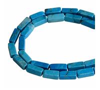 4x13mm Natural Stone Turquoise Rectangular Column Tube Cylinder Spacer Loose Beads Gemstone for DIY Bracelets Necklace Jewelry Making Strand 15 Inch (28-30pcs)