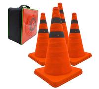 4x18" (45cm) Collapsible Traffic Safety Cones Dual Reflective Collar Pop-up Warning Cone for Road Parking Driving Practice Orange
