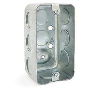 4x2 Inch Utility Size Single Gang Electrical Box, Handy Box, Ten 1/2 Inch Knockouts, Raised Ground, 13 Cu. in. Capacity, 1-7/8" Deep, Galvanized Steel, Drawn Construction, Outlet Box,