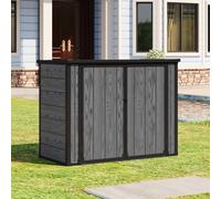 4x2ft Plastic Garden Bicycle Bin Tool Storage Shed Dark Grey Wood Grain