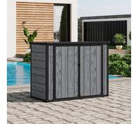 4x2ft Plastic Waterproof Garden Tool Bicycle Storage Shed, Dark Grey Wood Grain