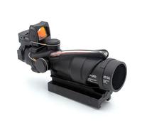 4X32 Optic Fibe Scope With Miniature Red Dot Sight Combo，Fiber Optic Red Chevron Reticle，Holographic Reflex Sight，With Kill Flash Cap & Cover，Fits For Standard 20mm Pic Rail System Mounting (With RMR)