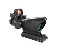 4X32 Optic Fiber Scope With Miniature Red Dot Sight Combo，Fiber Optic Red Illuminated Chevron Reticle，With QD Quick Release/Detach Mount、Kill Flash Cap & Rear Lens Cover，For 20mm Rail (With RMR)