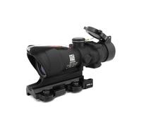 4X32 Optic Fiber Scope With Miniature Red Dot Sight Combo，Fiber Optic Red Illuminated Chevron Reticle，With QD Quick Release/Detach Mount、Kill Flash Cap & Rear Lens Cover，For 20mm Rail (Black)