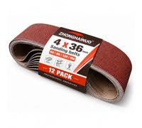 4x36 Sanding Belts 4 x 36 Inch, 12 Pack 60/80/120/180 Grit Belt Sander | X-Weight Cloth, Resin-on-Resin Bond, Wet & Dry, Wood, Metal, Rust & Paint