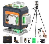 4x360° Laser Level with 1.4M Tripod, 16 Lines Lazer Level CIGMAN 4D Green Cross Line Laser Level Set with APP & Remote Control for Construction and Picture Hanging, with Pluse Mode for Outdoor, CMG16T