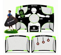 4x3ft Popup Football Goals with Carry Case & 2in1 Targets | Portable Goal with Net for Garden | Durable Football Training Equipment & Football Gifts | Single or Pair with Optional Targets