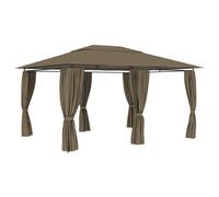 vidaXL Garden Marquee with Curtains Taupe 180 g/m² Outdoor Gazebo Patio Canopy