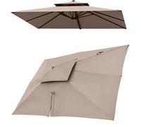4x3M Rectangular Offset Umbrella Canopy Replacement 8 Ribs Patio Sunshade Cover for Outdoor Pool Garden Khaki Double Top (10' x 13')