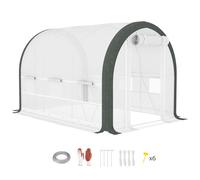 4x3m Walk In Polytunnel Greenhouse Windows Mesh Door PE Cover Garden Tunnel
