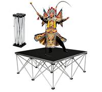 4x4 3x3 Portable Folding Stages Platforms, Rectangular Flexible Lightweight Stages Stand Modular System with Anti-slip Plywood Panle for Performances Concerts Events(H-80cm/2.6ft,50x50cm/1.6x1.6ft)