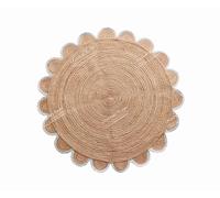 4x4, 5x5, 6x6,feet Natural Jute Scallop Round Rug, Floor Scalloped Edge Rug Braided Boho Eco Large Circular Handmade Area Rugs