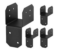 4X4 Brackets, Steel Joist Hangers, Heavy Duty Mounting Sleeves, Black, Rust Resistant Beam Connectors, Reinforced Support Design, for Fence, Deck, Roof, Cabin, Backyard Use