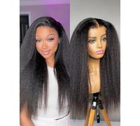 4x4 Closure Human Hair Wig Yaki Straight HD Lace Closure Human Hair Wigs for Black Women 22 Inch 180% Density HD Swiss Lace Closure Yaki Wig Pre-Plucked with Baby Hair