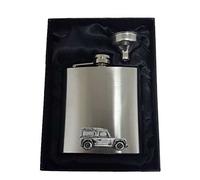 4x4 Defender ref115 Pewter Effect Design on a 6oz Stainless Steel Hip Flask Captive Top…
