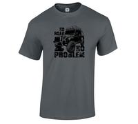 4x4 Four Wheel Drive 4WD Land Off Roader Men's T Shirt - No Road No Problem Charcoal Size L