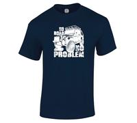 4x4 Four Wheel Drive 4WD Land Off Roader Men's T Shirt - No Road No Problem Navy Size L