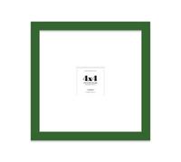 Almost Frameless 4x4 Square Picture Frame, Display Pictures 1x1 With Mat or 4x4 Without Mat, Wall Hanging & Free Standing Photo Frame, Green, 1 Pack