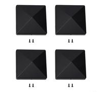 4x4 Inch Post Cap Protective Cover for Outdoor Wooden Fence with Screws Black Weather Resistant ABS Plastic Top Protector Square Post Cap Garden Fence Decorative Cover(4pcs)