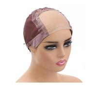 4X4 Inch U Part Swiss Lace Wig Cap for Making Wigs with Adjustable Straps on the Back Glueless Hairnets (5 PCS)(Brown,Large)