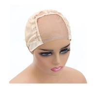 4X4 Inch U Part Swiss Lace Wig Cap for Making Wigs with Adjustable Straps on the Back Glueless Hairnets (5 PCS)(Blonde,Small)