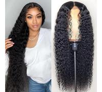 4x4 Kinky Curly Lace Front Human Hair Wig For Black Women 16 Inch With Baby Hair Hd Transparent Lace Frontal Wigs Pre Plucked Brazilian Virgin Wigs Natural Black Color 180% Density 24 Inch