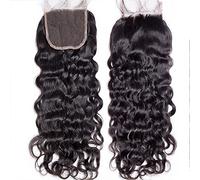4x4 Lace Closure Water Wave Human Hair Free Part 16A Brazilian Virgin Human Hair Pre Plucked With Baby Hair Swiss Lace Closures Natural Color 16 Inch