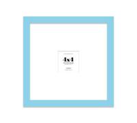 Almost Frameless 4x4 Square Picture Frame, Display Pictures 1x1 With Mat or 4x4 Without Mat, Wall Hanging & Free Standing Photo Frame, Light Blue, 1 Pack