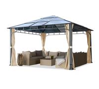 4x4 m Garden Gazebo Hardtop pavilion polycarbonat roof waterproof garden shade