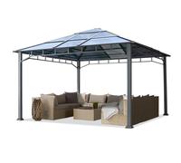 4x4 m Garden Gazebo outdoor pavilion aluminium frame hardtop polycarbonat roof