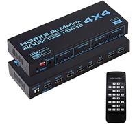 4X4 Matrix Selector, 4K HDMI Matrix 4 Inputs 4 Outputs HdMI Matrix 2.0 Ports 4x4 Support 4K@60Hz 4K Dolby Vision HDR HDCP 2.2 Remote Control Support