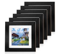 4x4 Photo Frames, 6 PCS Square Picture Frames with Mat Black Square Photos Frame Small Wall Gallery Photos Frame for Portrait Printing Landscape