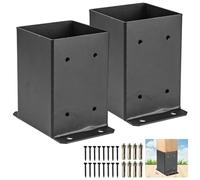 4x4 Post Base, 2pcs Inner Size 3.6"x3.6" Post Base Brackets Heavy Duty Steel Deck Post Base Cover Fit 4"x4"Standard Wood Post Anchor,Wood Post Bracket for Deck Handrail Railing Support