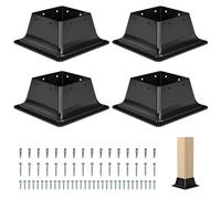 4x4 Post Base 2Pcs-Inner Size 3.6x3.6-Heavy Duty Metal Post Brackets-Deck Post Anchors-Solid Steel-Powder Coated-Wood Post Holder for Porch Handrail Railing Pergola (4)
